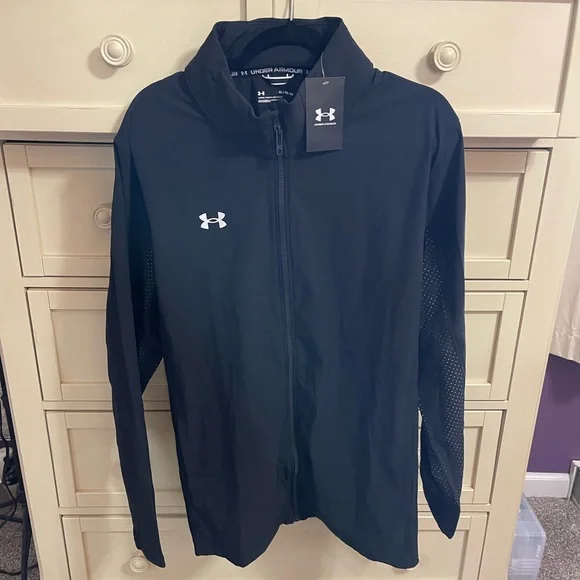 Under Armour Men’s Squad 3.0 Warmup Full-zip Black Loose Fit Jacket -NWT XL - Picture 1 of 4